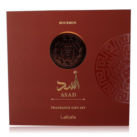Asad Bourbon by Lattafa, 3 Piece Gift Set for Men